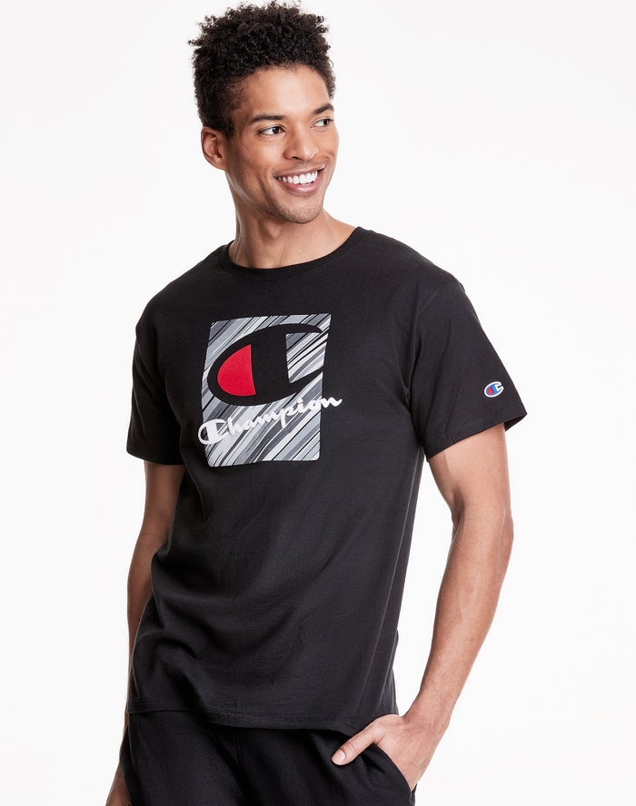 Camiseta Champion Hombre - Classic Jersey Inset Rectangle Logo ( Negras ) 8961732-TN